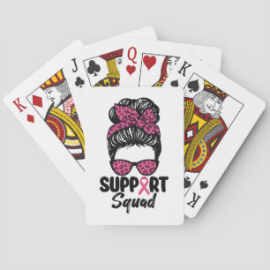 Support Squad Messy Bun Pink Warrior Breast Cancer Playing Cards