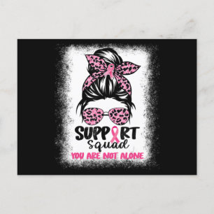 Support Squad Messy Bun Pink Warrior Breast Cancer Postcard