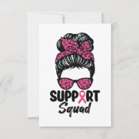 Support Squad Messy Bun Pink Warrior Breast Cancer