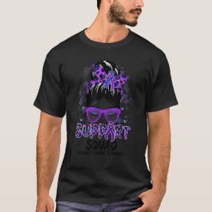 Support Squad Messy Bun Purple Blue Ribbon Pediatr T-Shirt