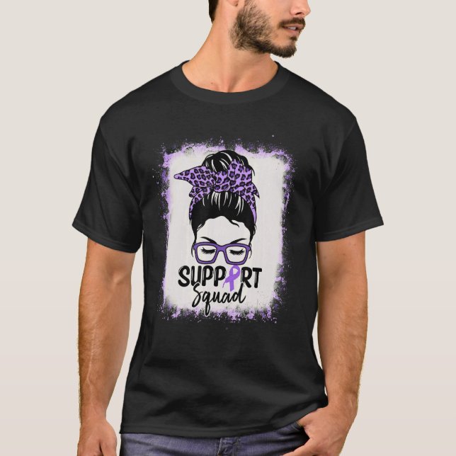 Support Squad Messy Bun Purple Lupus Awareness War T-Shirt (Front)