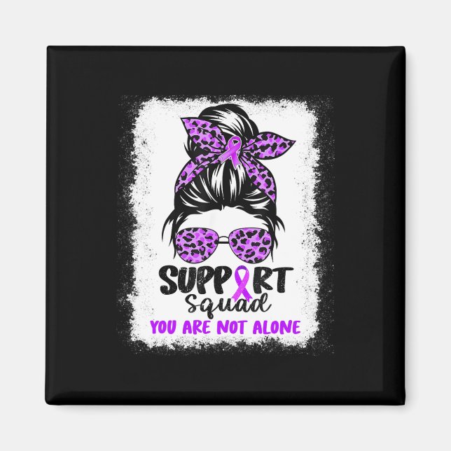 Support Squad Messy Bun Purple Warrior Alzheimer A Magnet (Front)