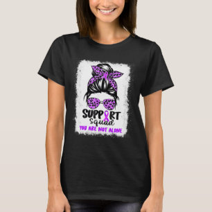 Support Squad Messy Bun Purple Warrior Alzheimer A T-Shirt