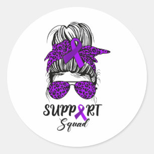 Support Squad Messy Bun Purple Warrior Heimerheime Classic Round Sticker