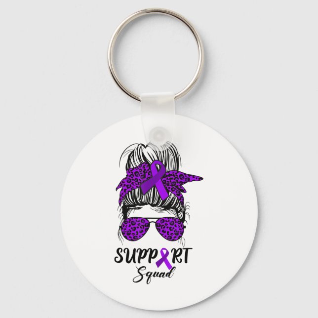 Support Squad Messy Bun Purple Warrior Heimerheime Key Ring (Front)