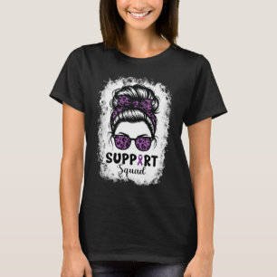 Support Squad Messy Bun Purple Warrior T-Shirt