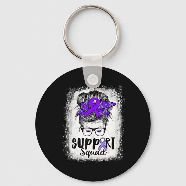 Support Squad Messy Bun Purple Warriorr Epilepsy A Key Ring (Front)