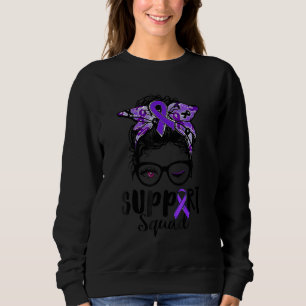 Support Squad Messy Bun Purple Warriorr Lupus Awar Sweatshirt