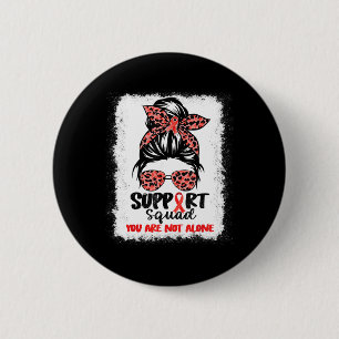 Support Squad Messy Bun Red Warrior Blood Cancer A 6 Cm Round Badge