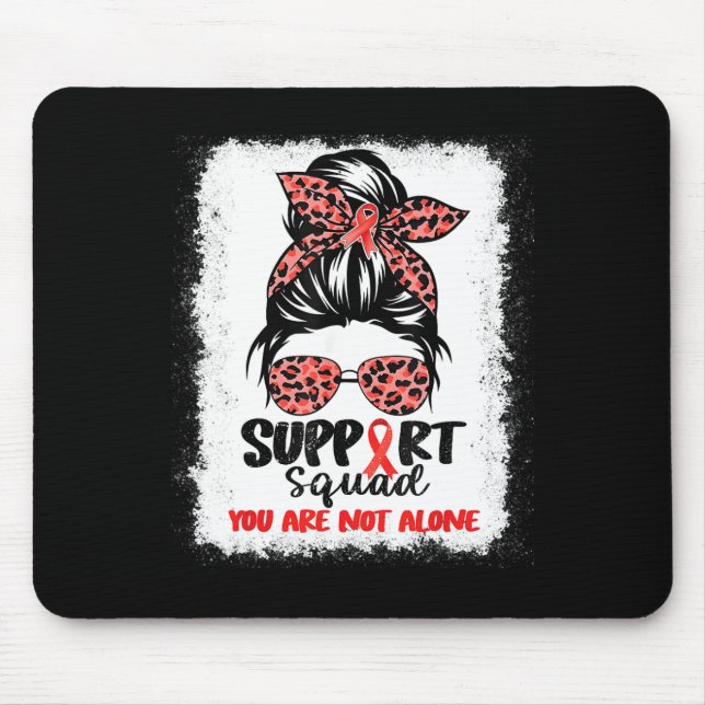 Support Squad Messy Bun Red Warrior Blood Cancer A Mouse Mat (Front)