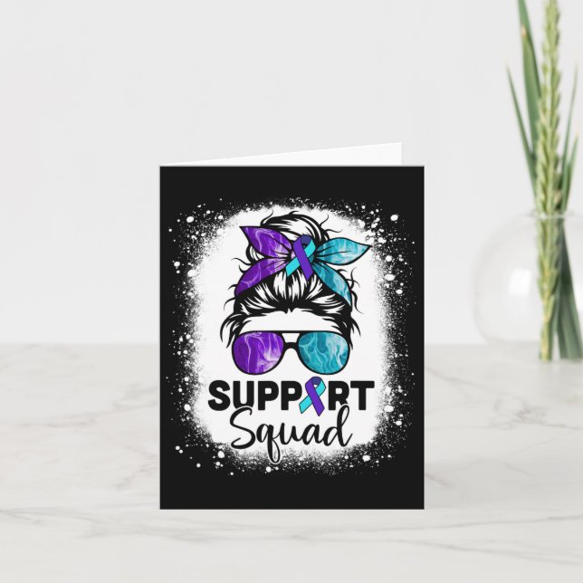 Support Squad Messy Bun Suicide Prevention Awarene Card (Front)