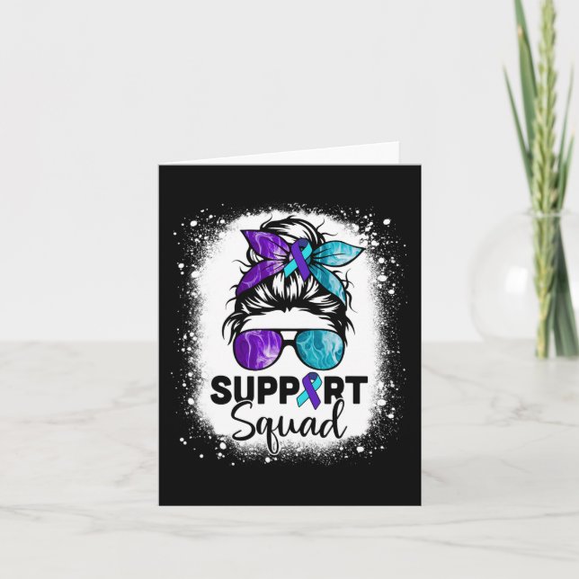 Support Squad Messy Bun Suicide Prevention Awarene Card (Front)