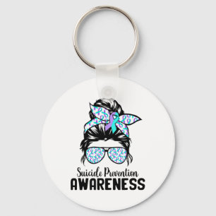 Support Squad Messy Bun Suicide Prevention Awarene Key Ring