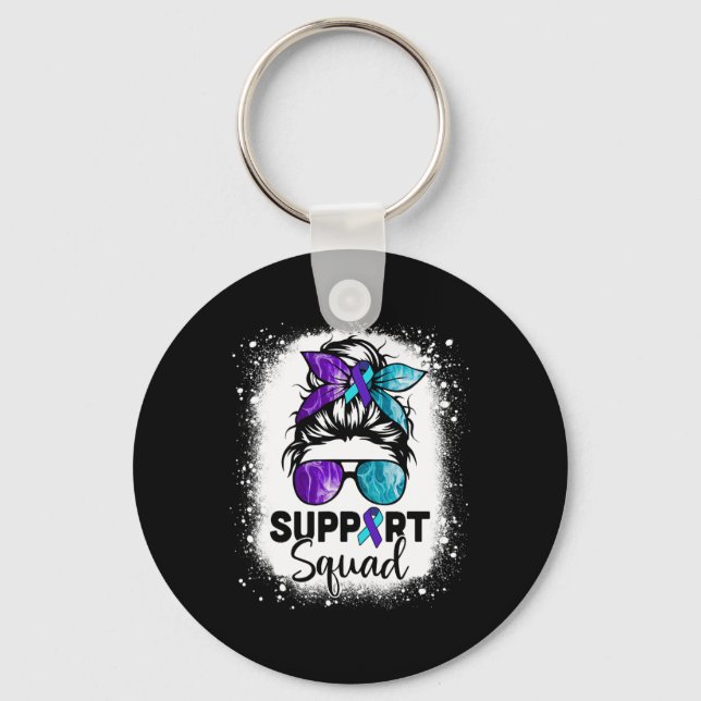 Support Squad Messy Bun Suicide Prevention Awarene Key Ring (Front)