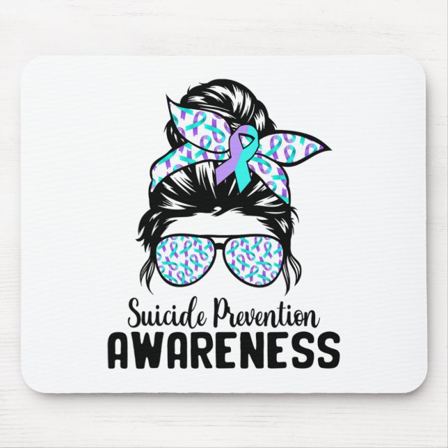 Support Squad Messy Bun Suicide Prevention Awarene Mouse Mat (Front)