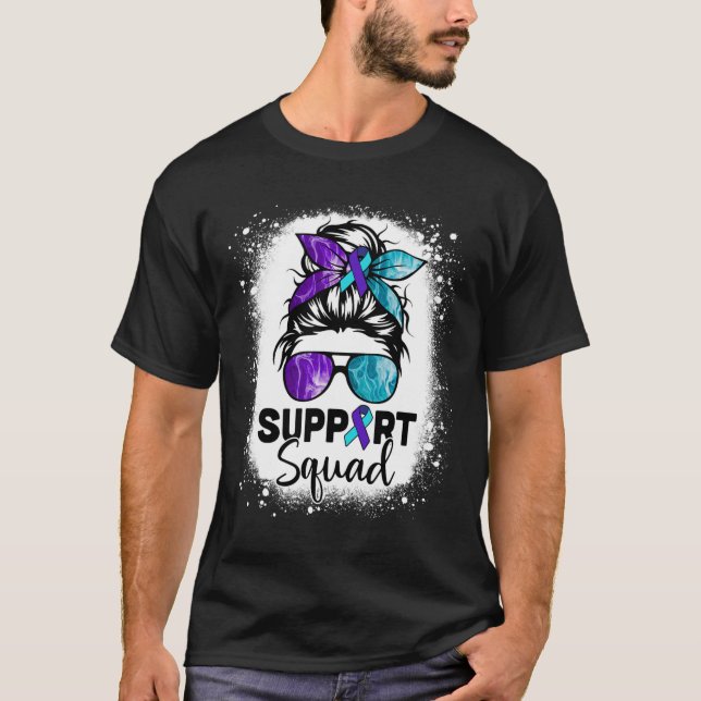Support Squad Messy Bun Suicide Prevention Awarene T-Shirt (Front)