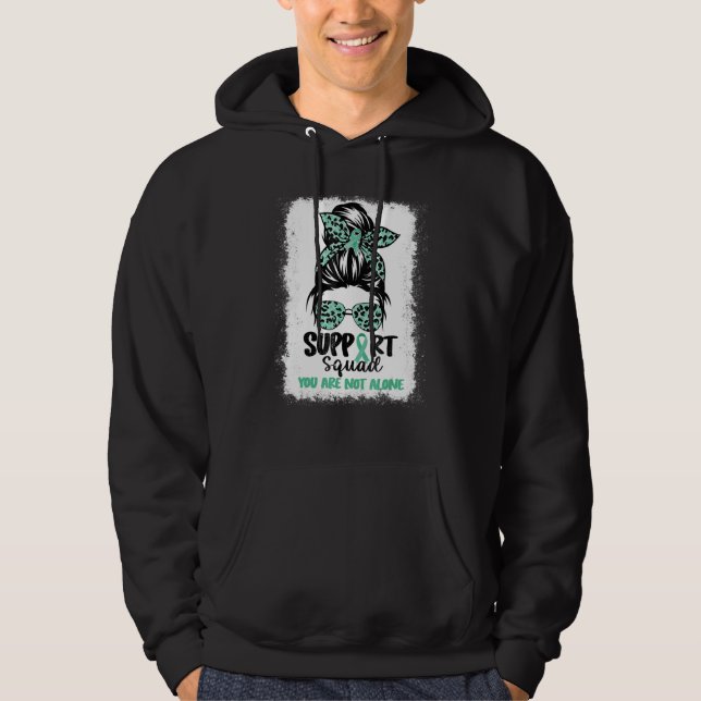 Support Squad Messy Bun Teal Warrior Stuttering Aw Hoodie (Front)