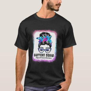 Support Squad Messy Bun Thyroid Cancer Awareness L T-Shirt
