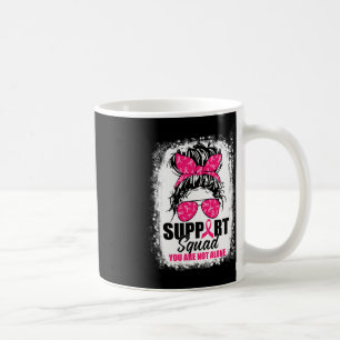 Support Squad Messy Bun Warrior Breast Cancer Awar Coffee Mug