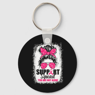 Support Squad Messy Bun Warrior Breast Cancer Awar Key Ring