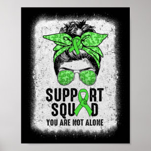 Support Squad Messy Bun Warrior Green Mental Healt Poster