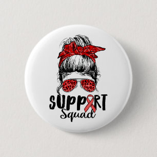 Support Squad Messy Bun Warrior Heart Disease Awar 6 Cm Round Badge