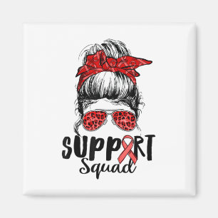Support Squad Messy Bun Warrior Heart Disease Awar Magnet