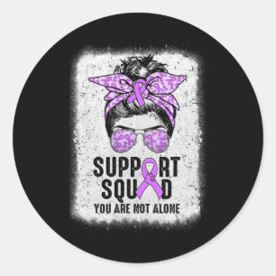 Support Squad Messy Bun Warrior Purple Epilepsy Aw Classic Round Sticker