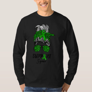 Support Squad Messy Bun Warrior Scoliosis Awarenes T-Shirt