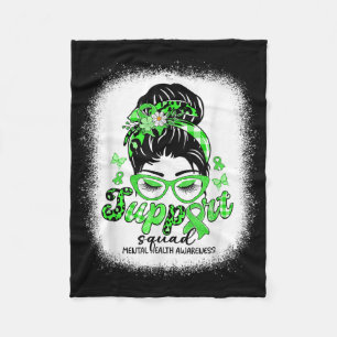 Support Squad Messy Bun Women Mental Health Awaren Fleece Blanket