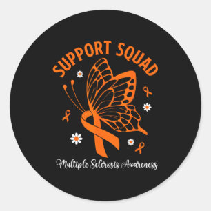 Support squad multiple sclerosis awareness orange classic round sticker