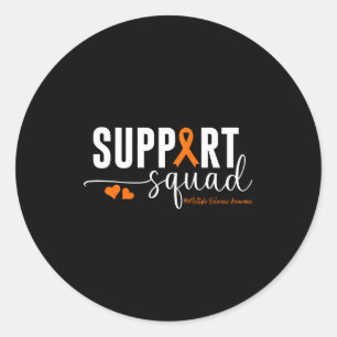Support Squad Multiple Sclerosis Awareness Orange Classic Round Sticker