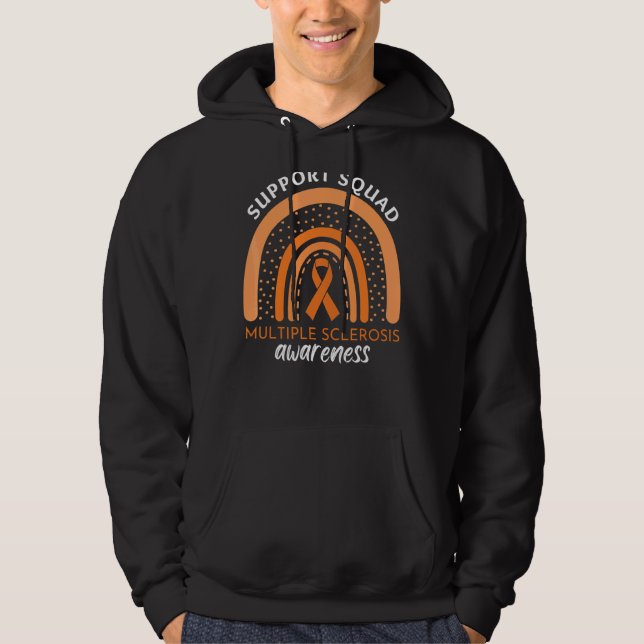 Support Squad Multiple Sclerosis Awareness Orange  Hoodie (Front)