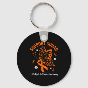 Support squad multiple sclerosis awareness orange key ring