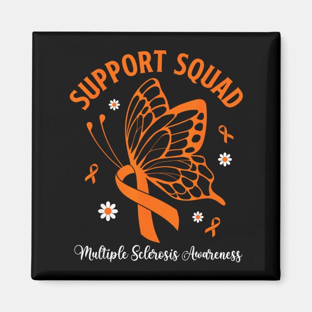 Support squad multiple sclerosis awareness orange magnet (Front)