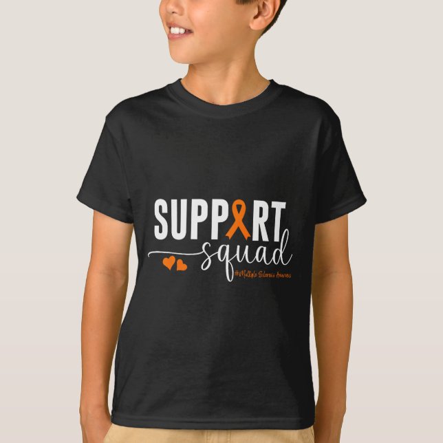 Support Squad Multiple Sclerosis Awareness Orange  T-Shirt (Front)