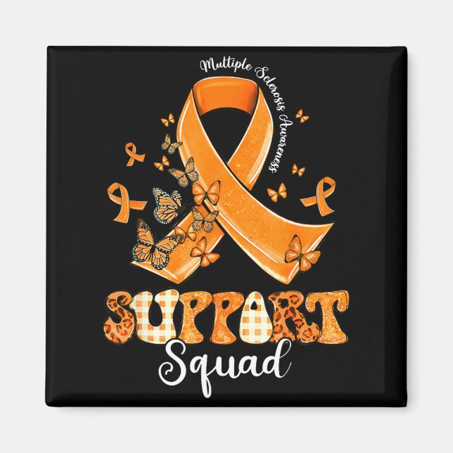 Support Squad Orange Ribbon Butterfly Ms Awareness Magnet (Front)