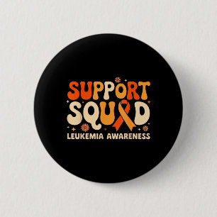 Support Squad Orange Ribbon Leukaemia Blood Cancer 6 Cm Round Badge