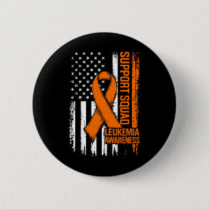 Support Squad Orange Ribbon Leukaemia Blood Cancer 6 Cm Round Badge