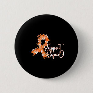 Support Squad Orange Ribbon Leukaemia Blood Cancer 6 Cm Round Badge