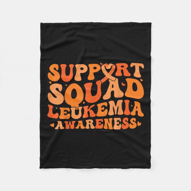 Support Squad Orange Ribbon Leukaemia Blood Cancer Fleece Blanket (Front)