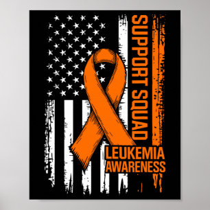 Support Squad Orange Ribbon Leukaemia Blood Cancer Poster