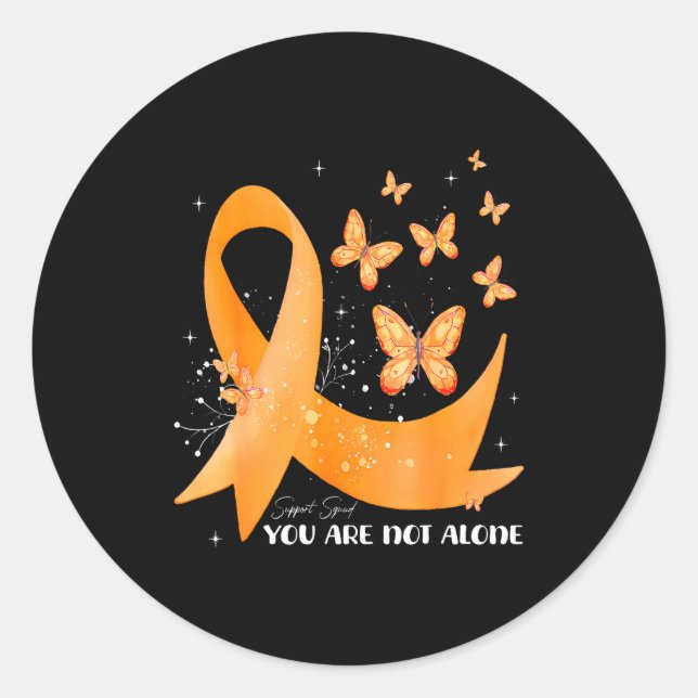Support Squad Orange Ribbon Multiple Sclerosis Awa Classic Round Sticker (Front)