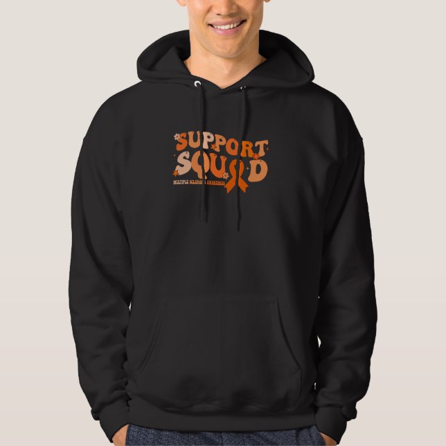 Support Squad Orange Ribbon Multiple Sclerosis Awa Hoodie (Front)