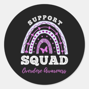 Support Squad Overdose Awareness Rainbow Classic Round Sticker