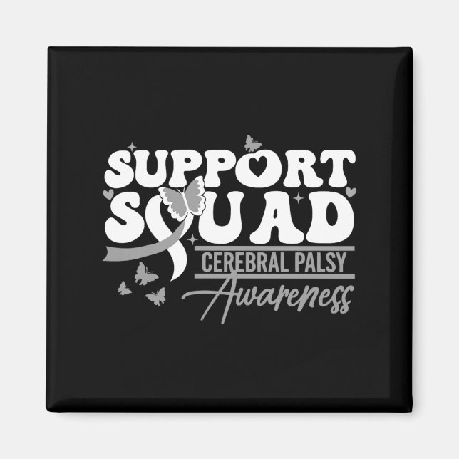 Support Squad Parkinsons Awareness Grey Ribbon Magnet (Front)