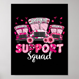 Support Squad Pink Leopard School Bus Driver Breas Poster