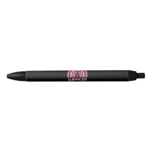 Support Squad Pink Rainbow Breast Cancer Awareness Black Ink Pen
