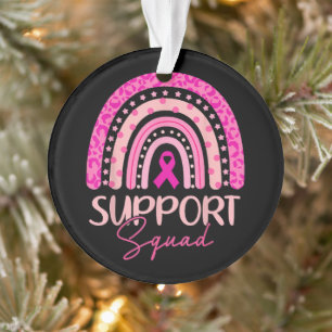 Support Squad Pink Rainbow Breast Cancer Awareness Ornament