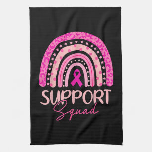 Support Squad Pink Rainbow Breast Cancer Awareness Tea Towel
